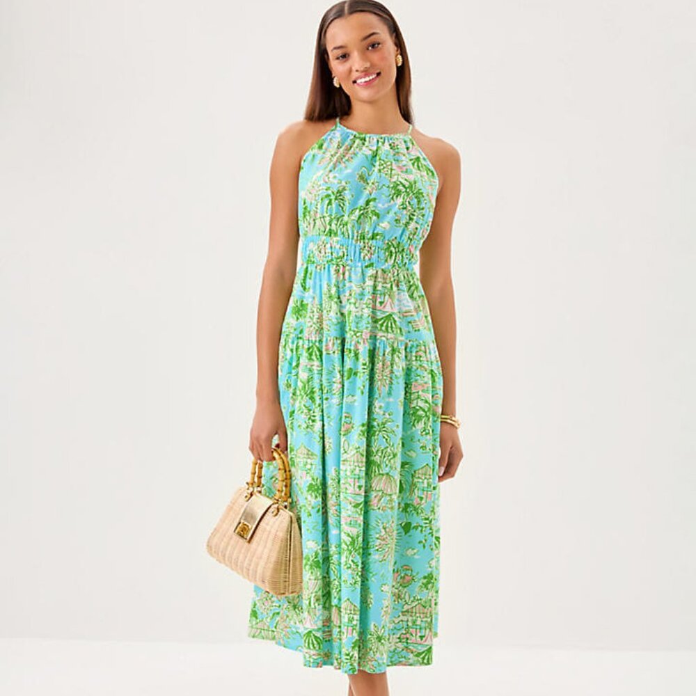 New Lilly Pulitzer Talulah Dress Fresh Water Blue Sunbathers Bliss Size 6